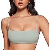 INGIA Women's Square Neck Sports Bra Spaghetti Strap Padded Cami Yoga Wireless Square Back Workout Bra Crop Top