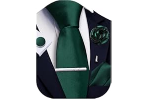 Ailisus Solid Color Ties for Men Silk Satin Necktie and Pocket Square Cufflinks Tie Clip Lapel Pin Set Wedding Business 5PCS