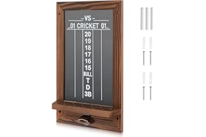 VioraWhite Dart Scoreboard for Cricket and 01 Darts Games Darts Holder Wall Mount Wood Dartboard Accessories