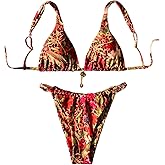RoseSeek Women's 2 Piece Floral Tropical Print Bikini Set Boho Triangle Bathing Suit Tie Backless Swimsuit Sets