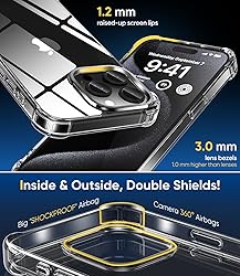 SUCGLES for iPhone 15 Pro Case, Shockproof Military
