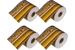 PLAFOPE 4 Rolls 33ft Gold Frame Bulletin Board Border Ornate Picture Frame Die Cut Straight Rolled Border Trim Classroom Bull