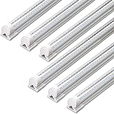 Barrina T8 LED Shop Lights 4FT, 40W 5500LM 5000K, High Output Tube, 6 Packs | 4 Foot for Garage Workshop and Workbench, Daylight White, Easy Ceiling Mount, Linkable to 6, Aluminum V Shape Clear Cover
