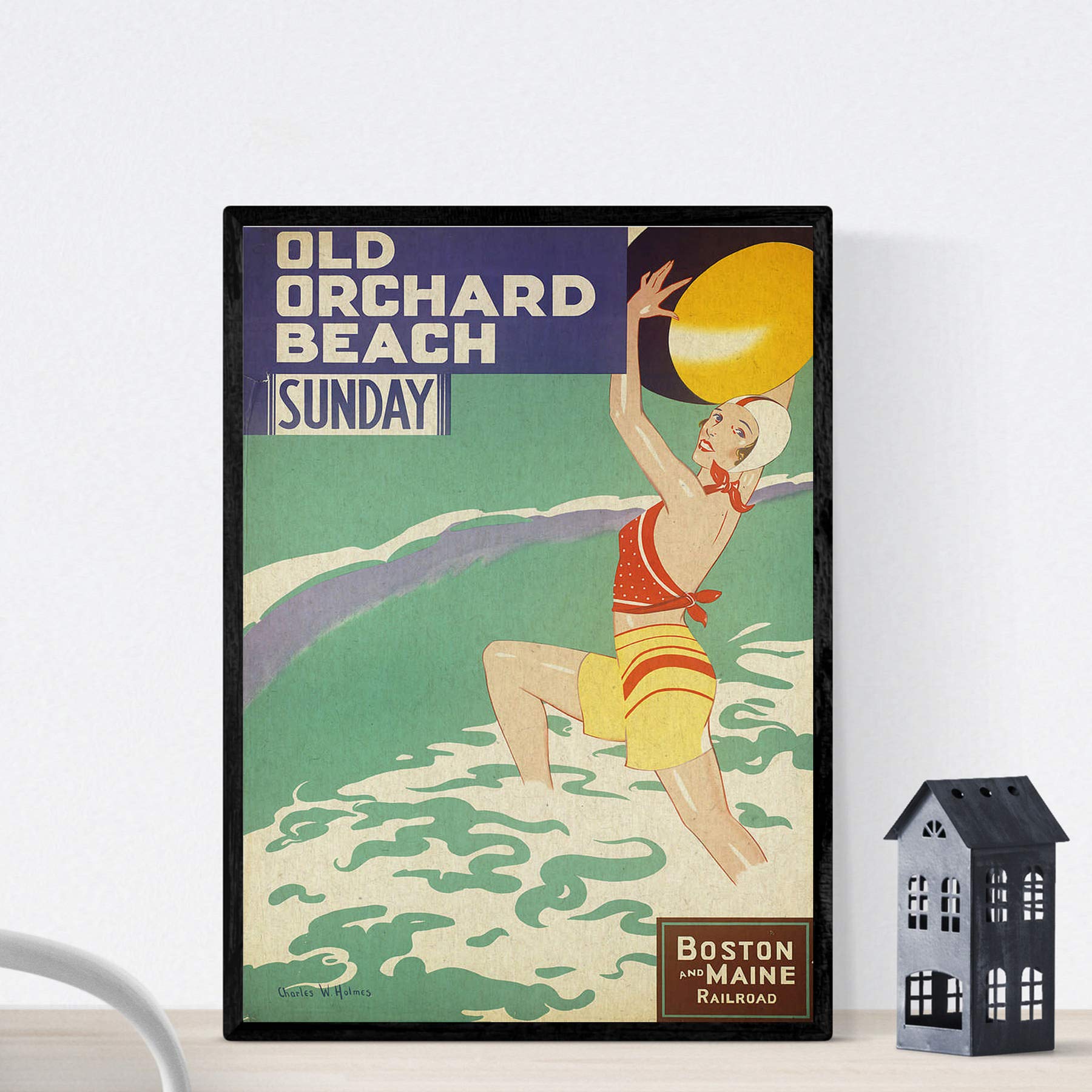 Nacnic Vintage Poster Old Orchard Beach vintage poster. A3 size