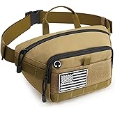 G4Free Tactical Fanny Pack for Men, Fashion Crossbody Bag Waist Packs for Travel Hiking (Khaki)