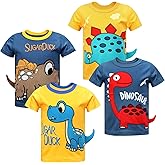 DEEKEY Toddler Boys Shirts Short-Sleeve Little Kids t Shirts Boys' Tops, Tees & Shirts Graphic TEE Age for 2-7 Years 4-Pack