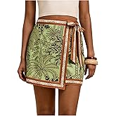 MAKEMECHIC Women's Summer Boho Wrap Mini Skirt Beach Vacation Short Skirts