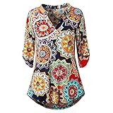 KIKOY Womens V-Neck 3/4 Sleeve Vintage Floral