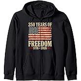 250th America Anniversary Independence 250 years of freedom Zip Hoodie
