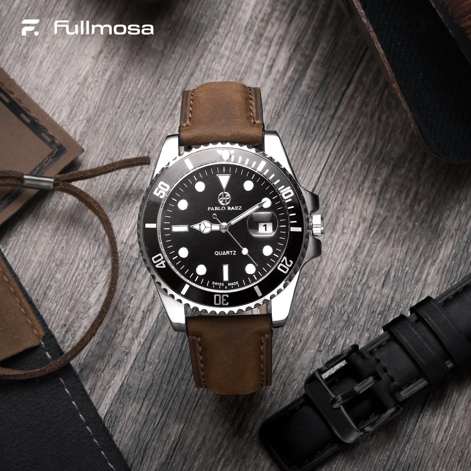 Fullmosa 18mm 20mm 22mm Leather Watch Bands Quick Release Watch Strap for Men Women, 2 Pack Soft Replacement Strap Wristband with Stainless Steel Buckle