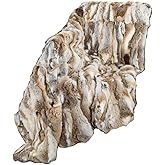 Luxury Fur Throw Blanket - Ultra Soft Fluffy Rabbit Hide Skin Fur Comforter Plush Cozy Blanket for Couch, Bed & Sofa, Thick Warm Fuzzy Blanket 55x63 Inches, Yellow