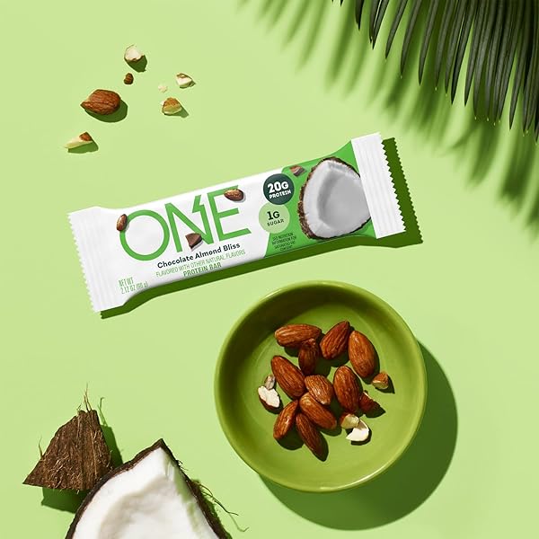 ONE PROTEIN BARS, CHOCOLATE ALMOND BLISS, GLUTEN FREE WITH 20G PROTEIN AND 1G SUGAR, PANTRY STAPLES, 2.12 OZ (12 PACK), PACKAGING MAY VARY