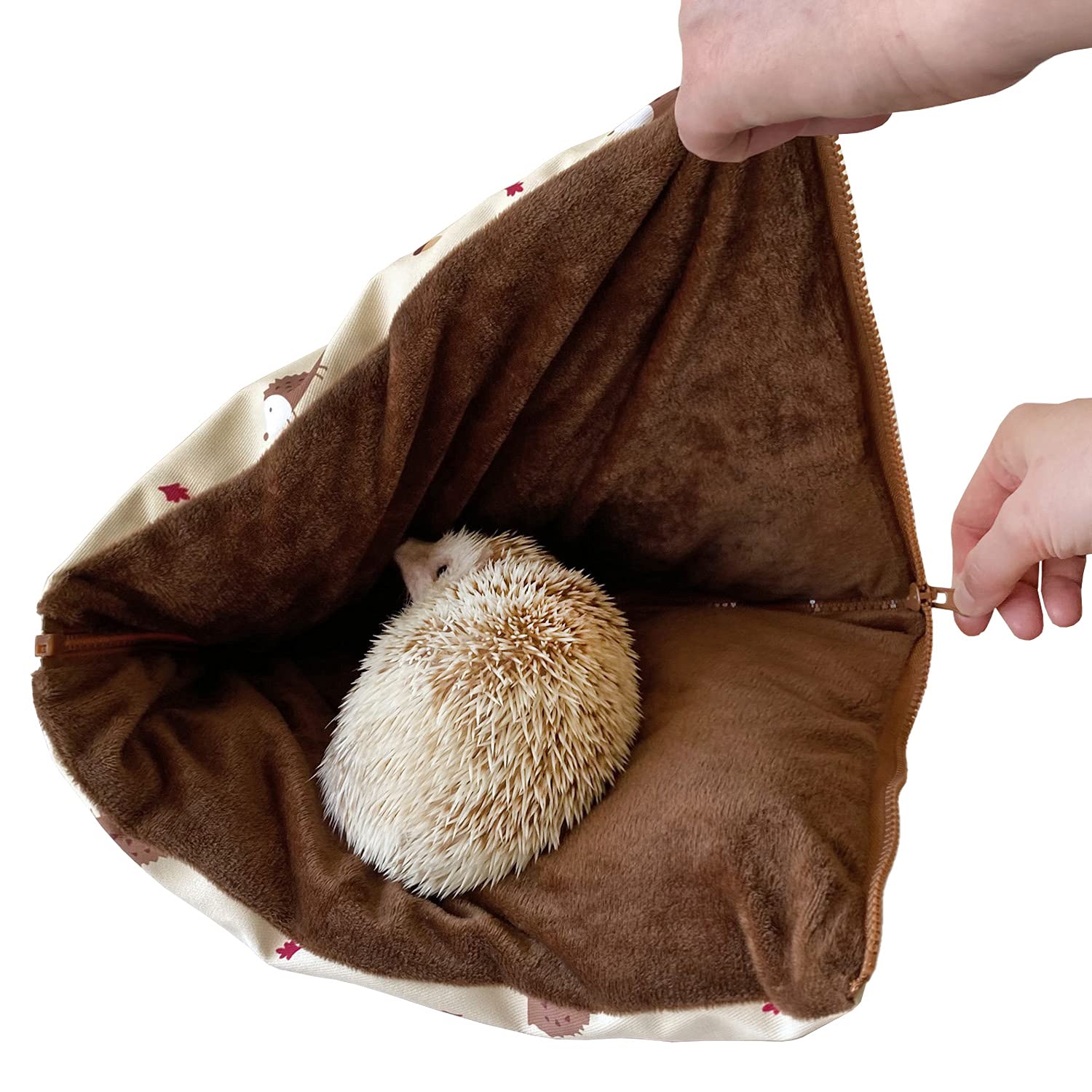 Photo 1 of Friendly Zipper Waterproof Portable Sleeping Bag Pouch Hideout Cave Habitat for Hedgehog, Baby Guinea Pig, Hamster, Ferret, Squirrel, Small Animal Bed Nest House Cage Portable Cushion (Beige)