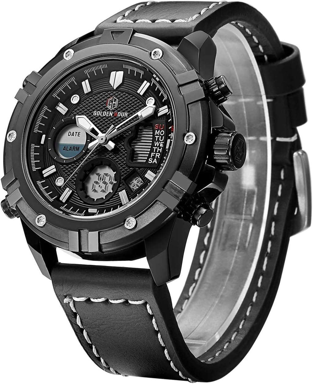 Fashion Luxury Brand Men Waterproof Digital Analog Military Sports Watches Men's Quartz Brown Leather Wrist Watch