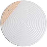 Amarcado Premium Ceramic Serving Platter, White - 12” Round - Dishwasher Safe, Oven Safe Appetizer Tray for Entertaining - Large Charcuterie Cheese Board Serving Dish Gift - Pizza Stone