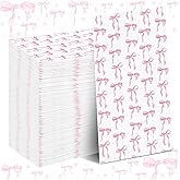 Janlaugh 100 Pack Pink Coquette Bow Napkins Disposable Folded Paper Towel Bow Party Supplies for Birthday Bridal Shower Bachelorette Bathroom wedding Engagement Decoration