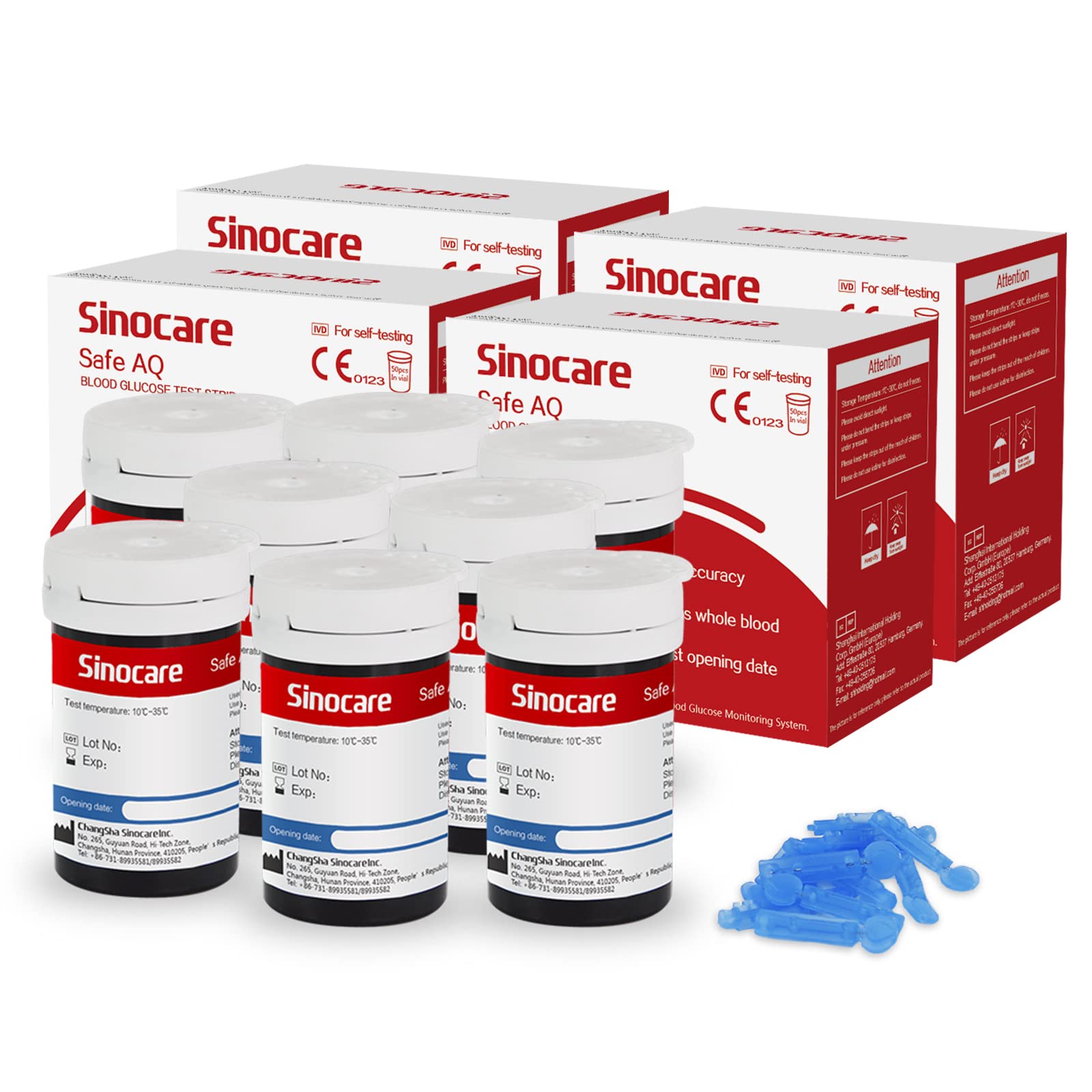 sinocare (Safe AQ) Blood Glucose Test Strips x 200 pcs, Diabetic Test Strips for Safe AQ Smart Glucometer and Safe AQ Voice Blood Sugar Monitor