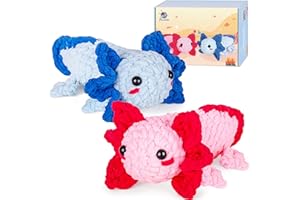 Crochetta Crochet Kit for Beginners, Crochet Starter Kit w Step-by-Step Video Tutorials, Beginner Crochet Kit for Adults Kids Women Men Complete Kit Included (2 Axolotls)