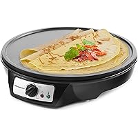 Elite Gourmet ECP-126 Electric Crepe Maker, Pancake, Hot Cakes and Non-stick Griddle with Spreader, Spatula and Recipes, 12",