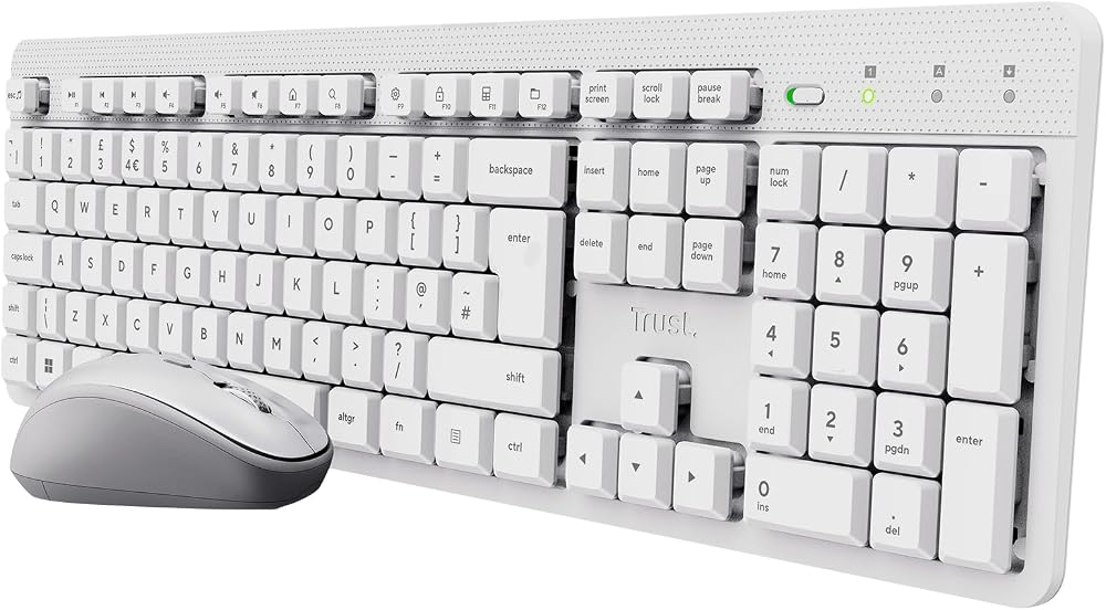 Trust Ody II Silent Wireless Keyboard and Mouse UK QWERTY White