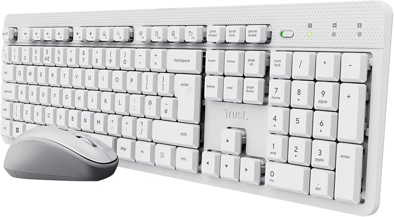 Trust Ody II Silent Wireless Keyboard and Mouse UK QWERTY White