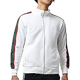 Hat and Beyond Mens Lightweight Bomber Stretch Button Sleeve Accents Full Zip Slim Fit Track Jacket