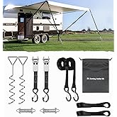RV Awning Tie Down Kit for Wind-Proof - WanDwel Heavy Duty Camper Anchors Canopy Support Part with Shock Absorbing Spring & 1