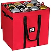 Christmas Extra Large Ornament Storage Container - Box Stores Up to 48 – 6” Ornaments – With 4 Individual Trays -Heavy Duty 600D Tear Resistant Material, Zippered, Adjustable Dividers.