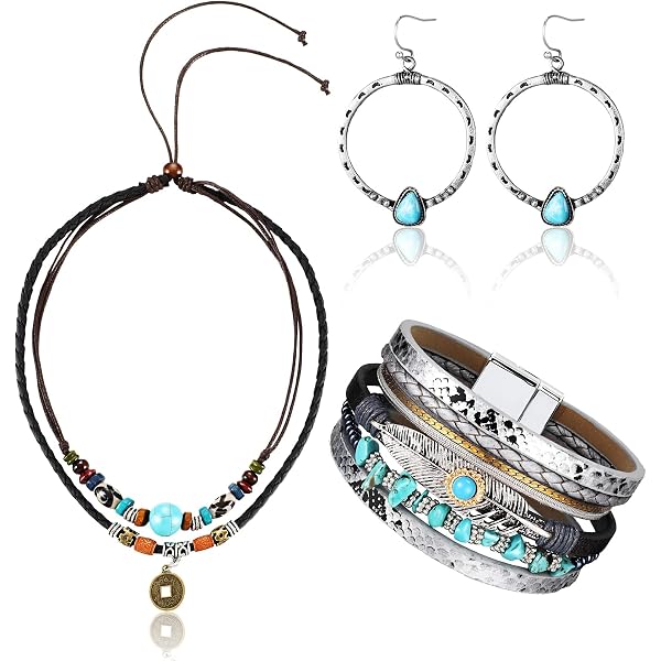 FAMARNE Vntage Trbe Chunky Collar Necklace, Geometry Acrylc Pendant Bb Statment Necklace...