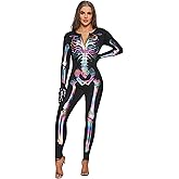 Spooktacular Creations Womens Skeleton Costume Glow in the Dark, Halloween Skeleton Bodysuit, Halloween Costumes for Adult