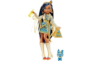 Monster High Cleo De Nile Fashion Doll with Blue Streaked Hair, Signature Look, Accessories & Pet Dog