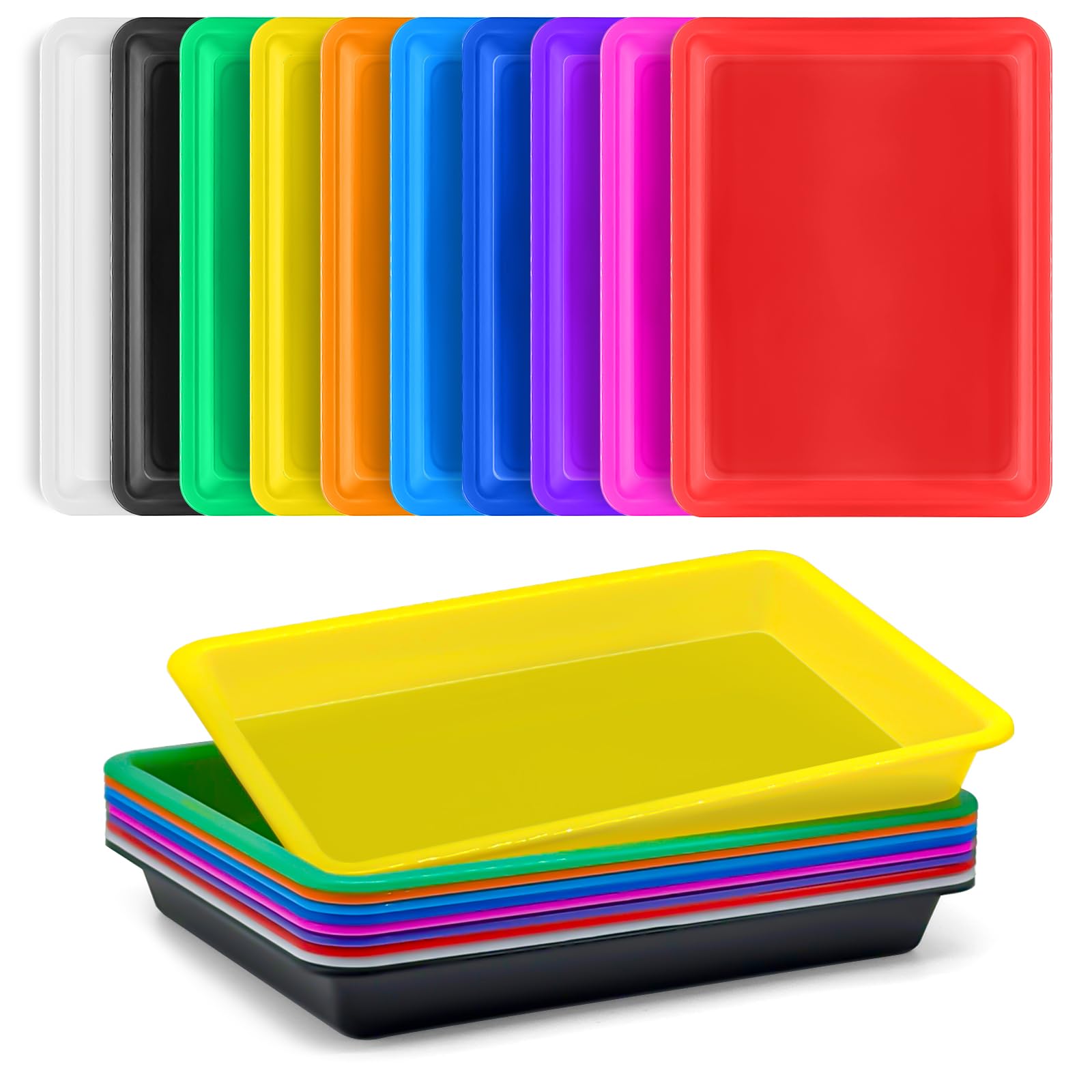 Photo 1 of 10 Pack Colorful Plastic Art Trays,10 Colors Activity Crafts Tray,Multicolor Art Serving Tray,Activity Plastic Art Trays for DIY Projects,Beads,Painting,Jewelry