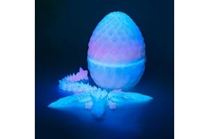 Flavery Dragon volant imprimé en 3D dans un œuf – Œuf tricolore avec dragon ailé flexible de 22,9 cm à l'intérieur, œuf de Pâ