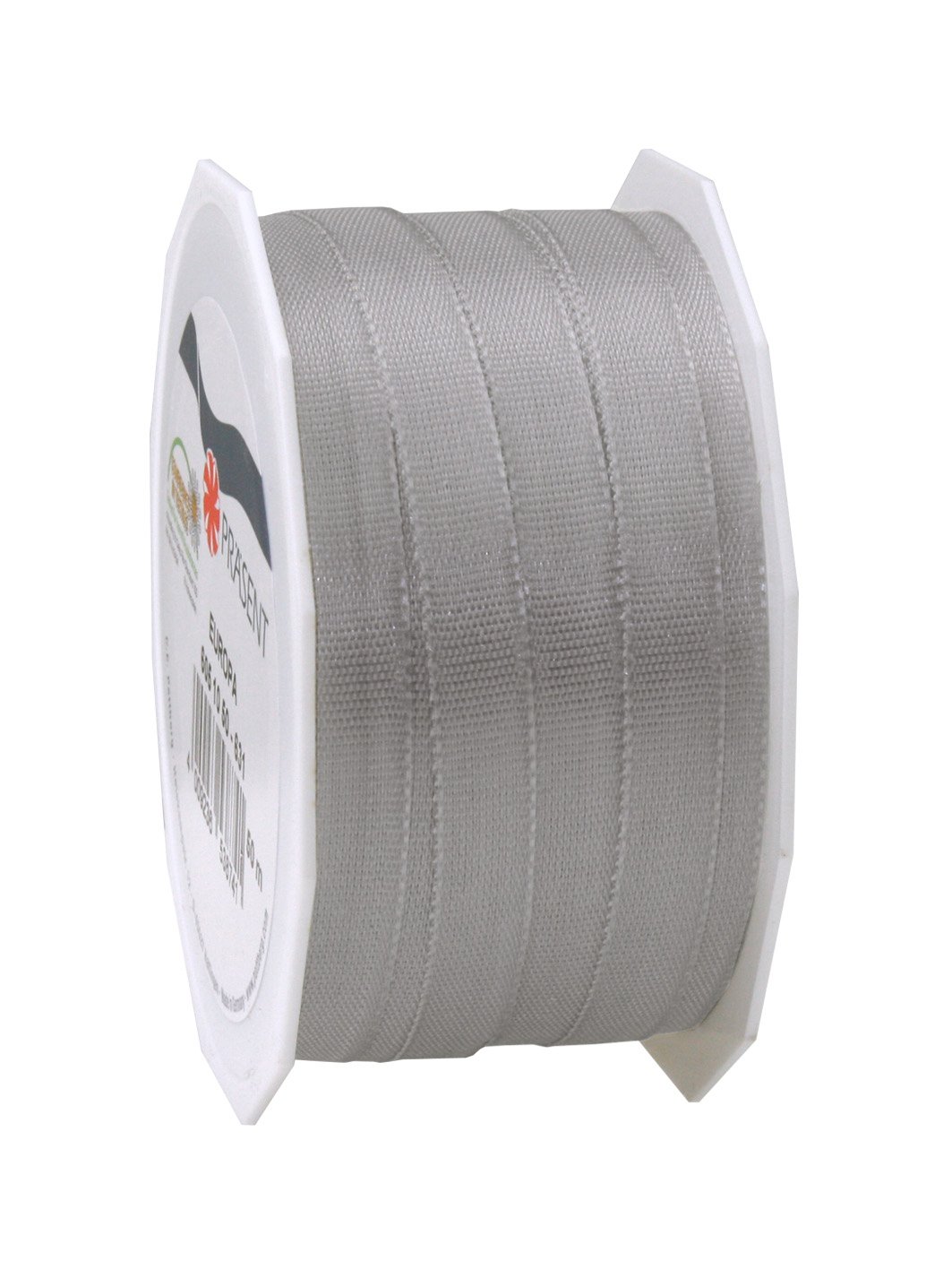 C.E. Pattberg Präsent - Europa Taffeta Ribbon Silver 10 mm width, 50 m length