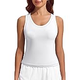 PINSPARK Womens Plus Size Workout Tops Racerback Yoga T Shirt Lightweight Double Lined Athletic Crop Tank Top, White XXL