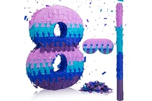 Number 8 Pinata with Stick Blindfold Confetti, Video Game Pinata, Video Game Themed Birthday Party Decorations Supplies for G