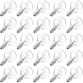 Brightown G40 Replacement Light Bulbs, Clear Globe Bulbs Replacement for Outdoor String Light, E12 Candelabra Base, Incandescent Round Bulbs for Patio Cafe Bistro Decor, 5W 120V, Warm White, 25 Pack
