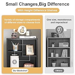 VECELO 3-Tier Small Bookcase, 4 Cube