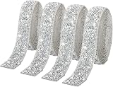 Zayejod 4 Rolls Silver Resin Rhinestone Ribbon 20mm Self Adhesive Diamond Belt view 1