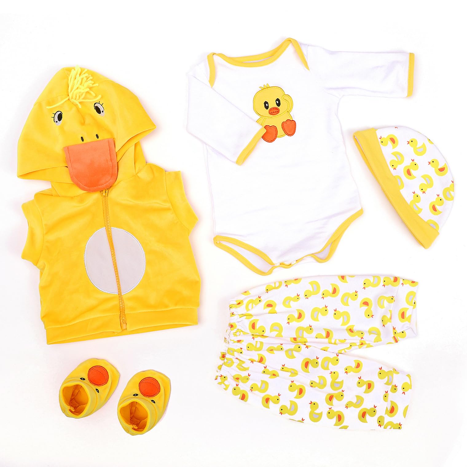 RUNGQIANY Reborn Babies Clothes Big Yellow Duck Set Reborn Dolls Clothes 22 Inch Suitable For Newborn Dolls 20 Inches - 22 Inches Realistic Baby Doll，Boys & Girls Can Be Worn In All Seasons