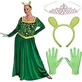 Wavwavw 3 Pcs Halloween Ogre Cosplay Accessories for Adult Green Man Costume Accessories Include Green Ears Gloves Crown for Halloween Movie Cosplay Party Favor