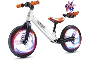 Ridego Toddler Balance Bike 2 Year Old,12Inch Colorful Lighting Kids Bike,Lightweight Push Bicycle with Adjustable Seat, Ride-on Toys Birthday Gift 2 3 4 5 Year Old Boys Girls