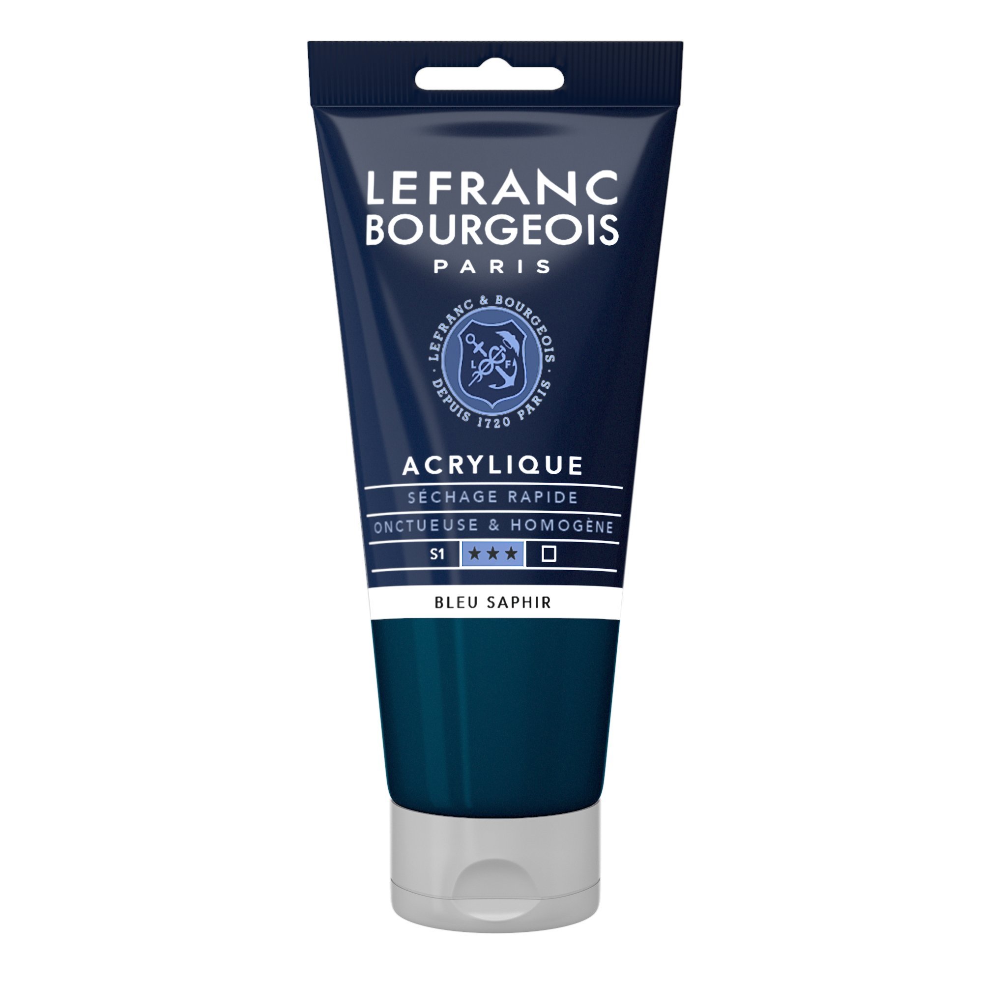 Lefranc Bourgeois 300446 fine acrylic paint, highly pigmented, good coverage, creamy homogeneous texture, age-resistant, non-fading, 80 ml tube - sapphire blue
