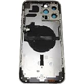 Back Glass Middle Frame Housing Cover Case for iPhone 13 Pro Max US Silver | Back Glass Middle Frame Housing Power Volume Button Rear Cover Wireless Charging Flex for iPhone 13 Pro Max (US) (Silver)