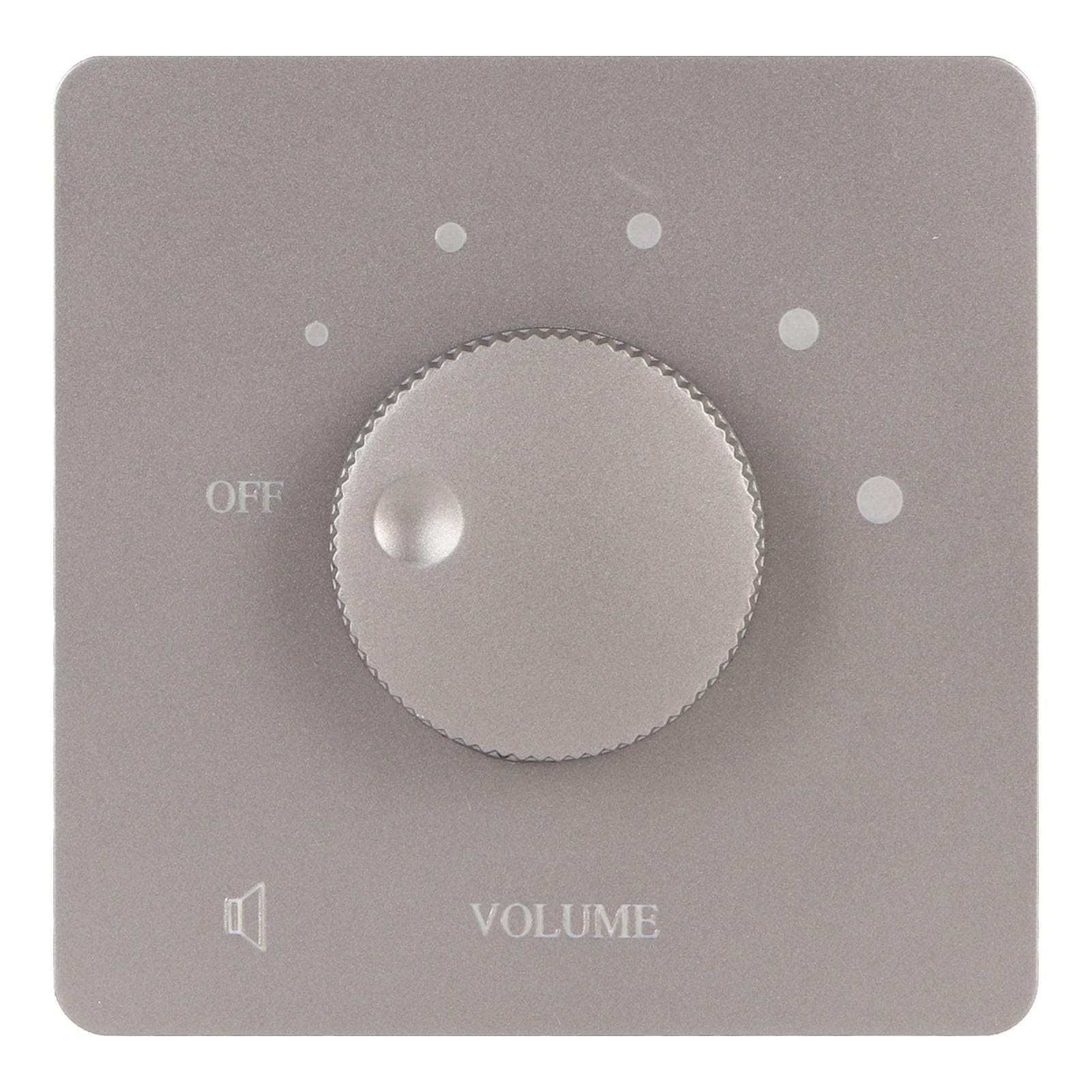 50W in Wall Volume Control, Flush in Wall Plate Rotary Knob 5 Gears Tuning Knob Volume Controller for Home Ceiling Speakers Multimedia Audio Controller (Gray)
