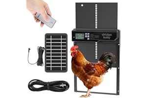 Solar-Powered Automatic Chicken Coop Door, LCD Screen Display, Timer & Light Sensor, Aluminum Alloy Construction, Remote Cont