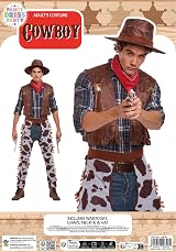 HENBRANDT Adult Cowboy Fancy Dress Costume with Hat and Chaps One Size view 4