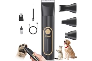 Gooad Dog Clippers Grooming Kit -Low Noise-Cordless Quiet Paw Trimmer Nail Grinder,Pet Hair Shaver for Small and Large Dogs Cats,Dog Hair Trimmer Also for Pet Hair Around Paws, Eyes, Ears, Face, Rump