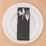 Encasa XO Charcoal Grey Cloth Napkins Set of 12 17x17 in Cotton Dinner Napkins view 3