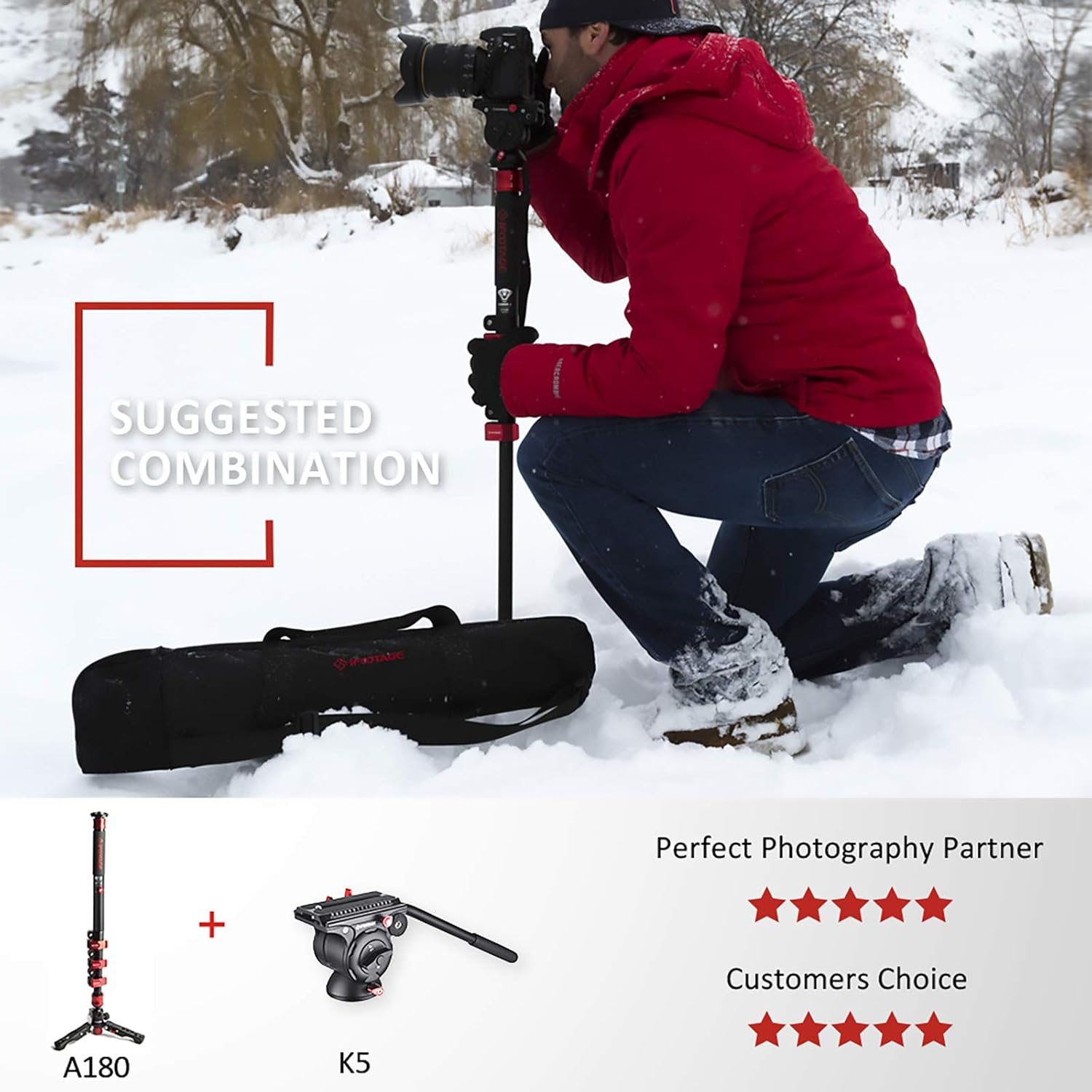 IFOOTAGE Video Monopod Professional 71" Aluminum Telescopic Monopods with Folding Three Feet Support Base Compatible for DSLR Camcorders : Camera & Photo